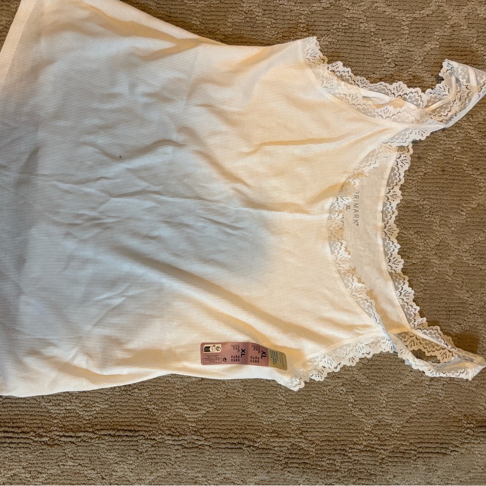 White Lace Trim Tank Top